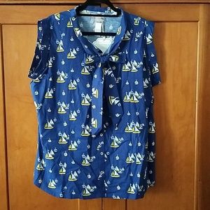 NWT MATA TRADERS Sleeveless Button-Up Top